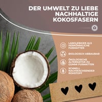 ElbFuchs kokosová rohožka 75x25 cm s čiernym vzorom sŕdc – protišmyková, odolná na vnútorné aj vonkajšie použitie, úzka čistiaca rohož 6