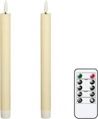 Eldnacele LED Gyertyák Távirányítóval, Időzítővel, Valódi Viaszból, 25cm, 2db - Ivory-2 1