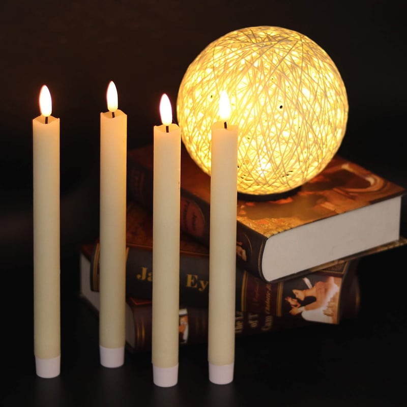 Eldnacele LED Gyertyák Távirányítóval, Időzítővel, Valódi Viaszból, 25cm, 2db - Ivory-2