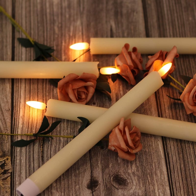 Eldnacele LED Gyertyák Távirányítóval, Időzítővel, Valódi Viaszból, 25cm, 2db - Ivory-2