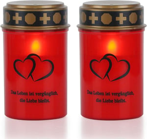 Eldnacele Piros Flakkerező LED Sírmécses Időzítővel, Vízálló Elemmel Működő Emlékmécses 2db - Red