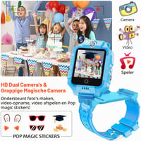 Ceas inteligent pentru copii ele ELEOPTION 4G GPS cu cameră duală 360°, WiFi, apel video, SOS, pedometru, rezistent la apă IP67, pentru fete și băieți - Albastru deschis 3