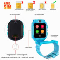 Ceas inteligent pentru copii ele ELEOPTION 4G GPS cu cameră duală 360°, WiFi, apel video, SOS, pedometru, rezistent la apă IP67, pentru fete și băieți - Albastru deschis 9