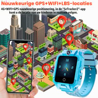 Ceas inteligent pentru copii ele ELEOPTION 4G GPS cu cameră duală 360°, WiFi, apel video, SOS, pedometru, rezistent la apă IP67, pentru fete și băieți - Albastru deschis 2