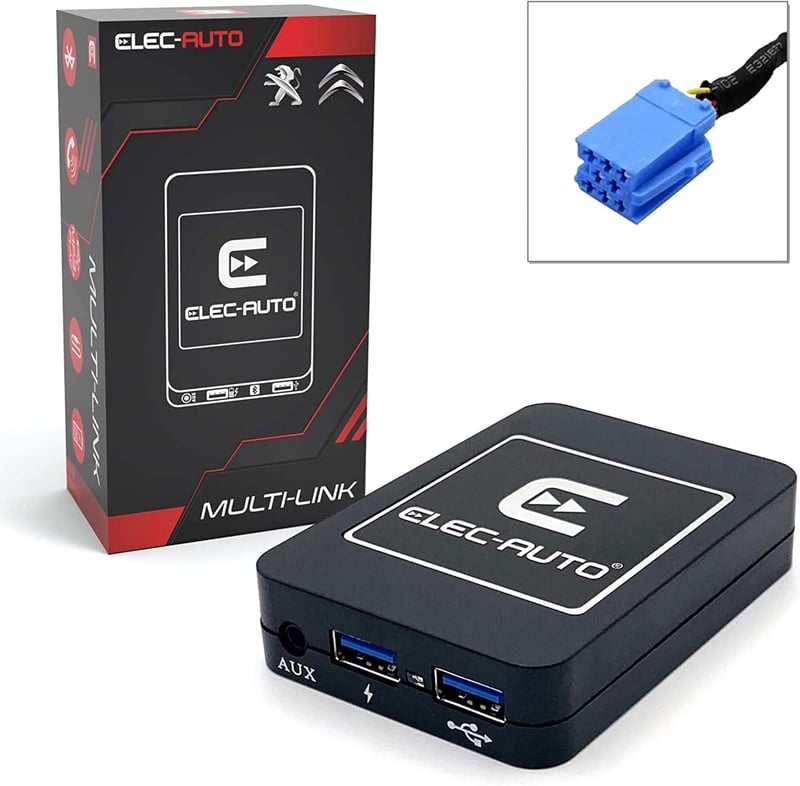 ELEC-AUTO Bluetooth Interfész - USB MP3 AUX Adapter Peugeot és Citroen Autókhoz ISO Csatlakozóval | Kihangosító | Töltő | Jack Csatlakozó | 