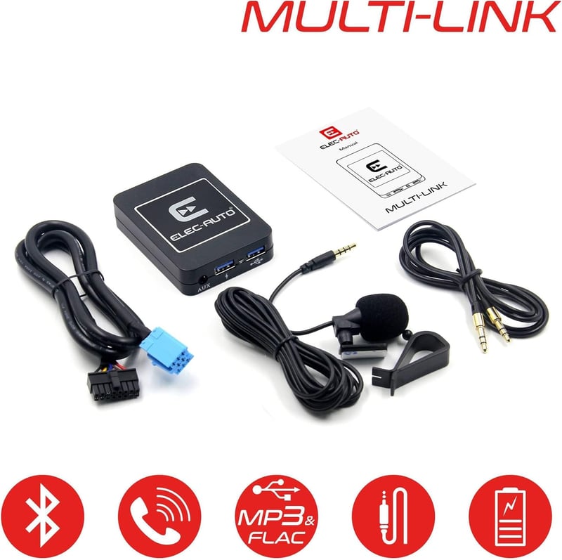 ELEC-AUTO Bluetooth Interfész - USB MP3 AUX Adapter Peugeot és Citroen Autókhoz ISO Csatlakozóval | Kihangosító | Töltő | Jack Csatlakozó | 