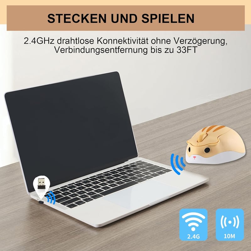 elec Space Aranyos Hörcsög Vezeték Nélküli Egér 2.4GHz 1200DPI USB Vevővel Laptop PC Mac