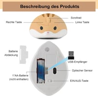 elec Space Aranyos Hörcsög Vezeték Nélküli Egér 2.4GHz 1200DPI USB Vevővel Laptop PC Mac 6