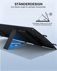 ELECAENTA 120W kihajtható ETFE HPBC hordozható napelemes töltő USB-C PD60W QC3.0 DC XT60 Anderson fekete napelem kültérhez 6