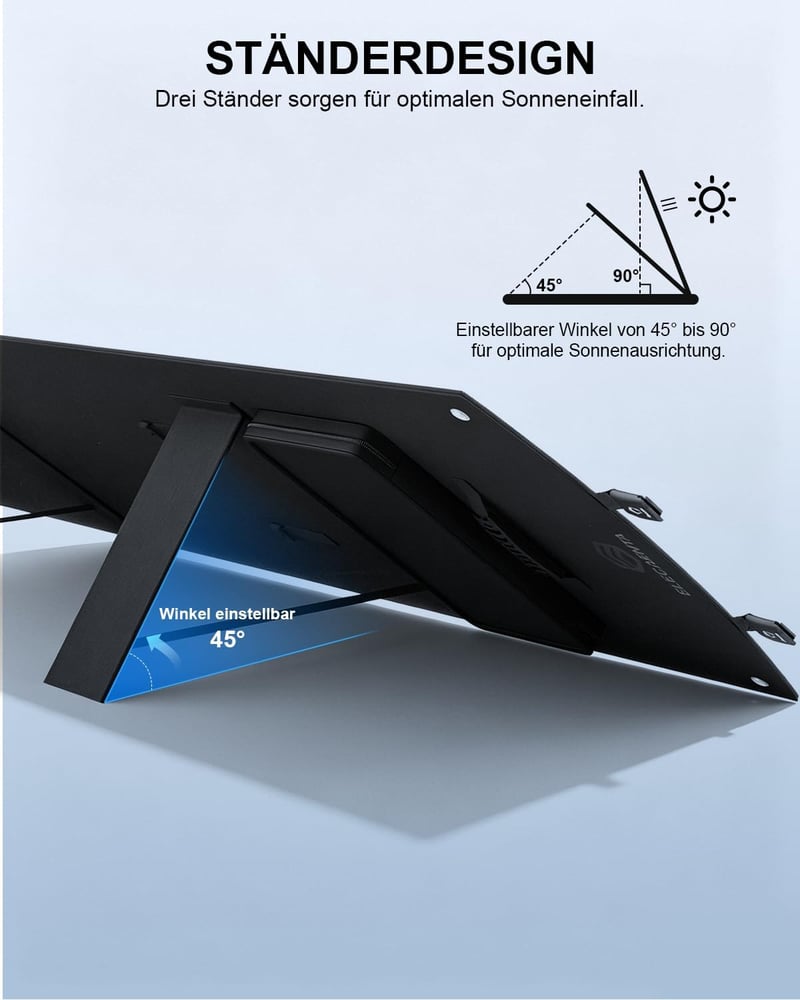 ELECAENTA 120W kihajtható ETFE HPBC hordozható napelemes töltő USB-C PD60W QC3.0 DC XT60 Anderson fekete napelem kültérhez