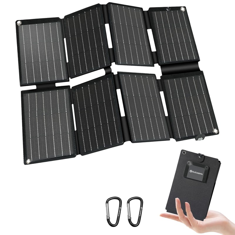Prenosná solárna nabíjačka ELECAENTA 25W ETFE, skladací solárny panel s USB-A a USB-C konektorom, vodeodolnosť IP68, na nabíjanie mobilných telefónov, tabletov, powerbánk, vhodná na kempovanie