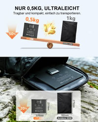 Încărcător solar pliabil ELECAENTA 30W ETFE HPBC, 2 porturi USB C PD20W QC3.0, IP68, pentru exterior, iPhone, Android, telefon, tabletă, baterie externă, cameră foto 5