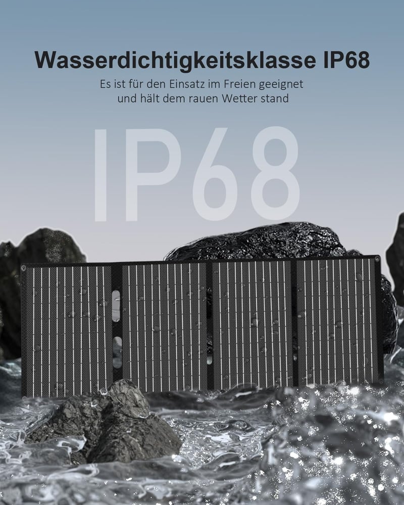 ELECAENTA 60W hordozható napelemes töltő IP68 összecsukható kültéri camping telefon tablet