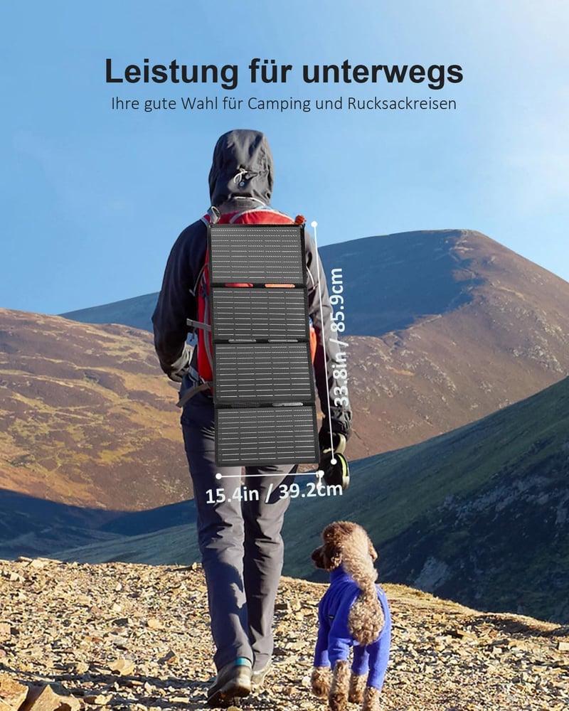 ELECAENTA 60W hordozható napelemes töltő IP68 összecsukható kültéri camping telefon tablet