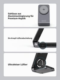 Elecdov 3 v 1 magnetická bezdrôtová nabíjacia stanica Qi2 pre Samsung Galaxy S25 Ultra, Watch 8 a Buds 3, s aktívnym chladením, skladacia 8