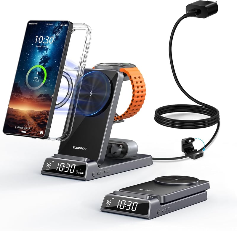 Elecdov 3in1 mágneses vezeték nélküli töltő Samsung Galaxy Z Fold/Flip 7, S25 Ultra, Watch Ultra, Buds 4 Pro