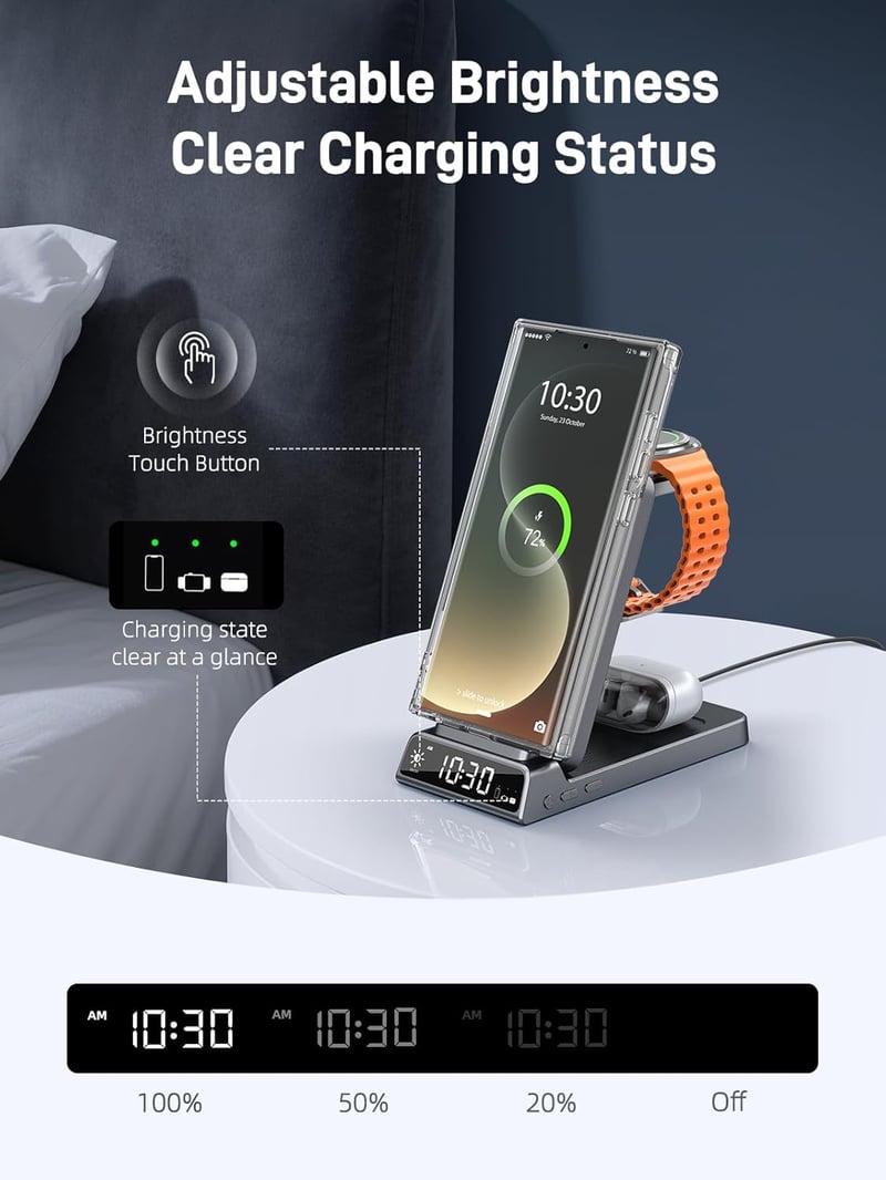 Elecdov 3in1 mágneses vezeték nélküli töltő Samsung Galaxy Z Fold/Flip 7, S25 Ultra, Watch Ultra, Buds 4 Pro