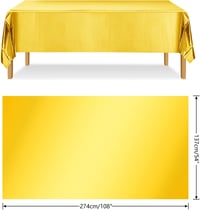 ELECLAND Arany Műanyag Asztalterítő 274x137cm - Vízálló, Foltálló Fólia Terítő Esküvőre, Születésnapra, Partikra és Kültéri Rendezvényekre 2