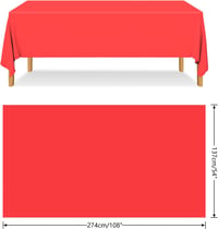 ELECLAND Piros Műanyag Asztalterítő Szett - 3 db Vízálló Téglalap Alakú Terítő (137x274 cm) Partikhoz, Esküvőre, Születésnapra 2