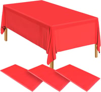 ELECLAND Piros Műanyag Asztalterítő Szett - 3 db Vízálló Téglalap Alakú Terítő (137x274 cm) Partikhoz, Esküvőre, Születésnapra 1