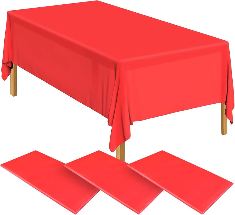 ELECLAND Piros Műanyag Asztalterítő Szett - 3 db Vízálló Téglalap Alakú Terítő (137x274 cm) Partikhoz, Esküvőre, Születésnapra