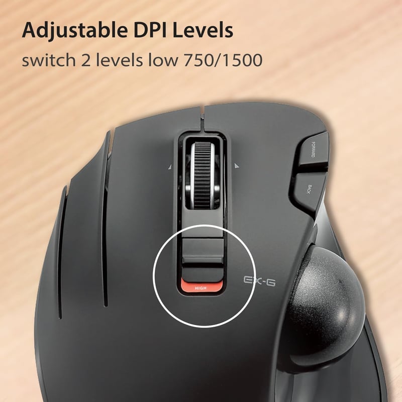ELECOM Balkezes Vezeték Nélküli Trackball Egér 6 Gomb Fekete