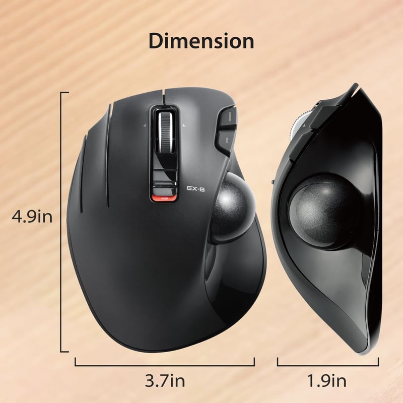 ELECOM Balkezes Vezeték Nélküli Trackball Egér 6 Gomb Fekete
