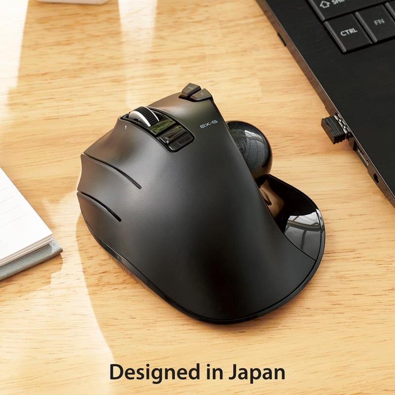 ELECOM Balkezes Vezeték Nélküli Trackball Egér 6 Gomb Fekete