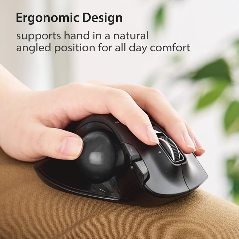 ELECOM Balkezes Vezeték Nélküli Trackball Egér 6 Gomb Fekete