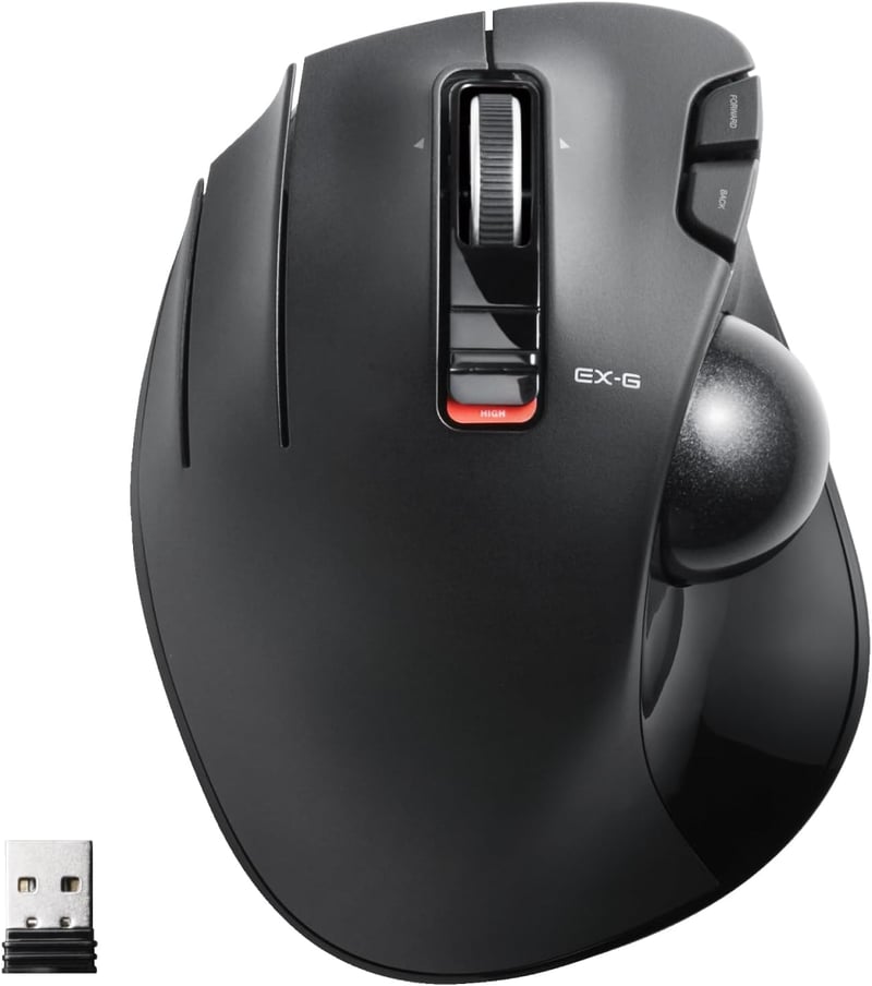ELECOM Balkezes Vezeték Nélküli Trackball Egér 6 Gomb Fekete