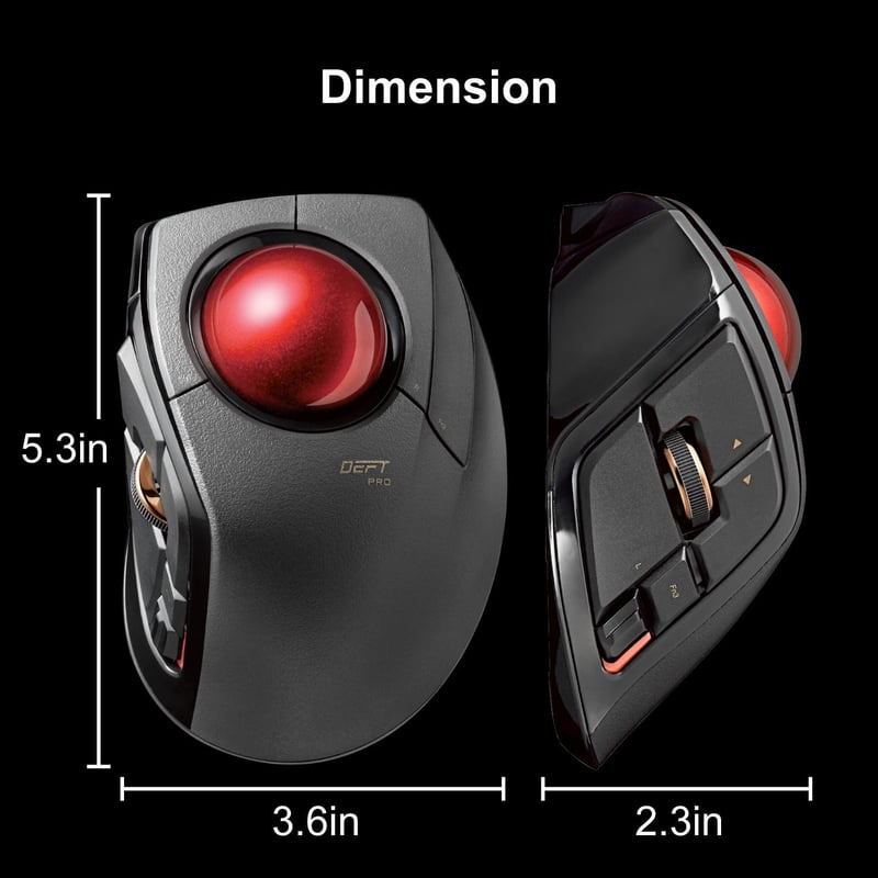 ELECOM DEFT PRO Trackball egér vezetékes/vezeték nélküli/Bluetooth gamer fekete