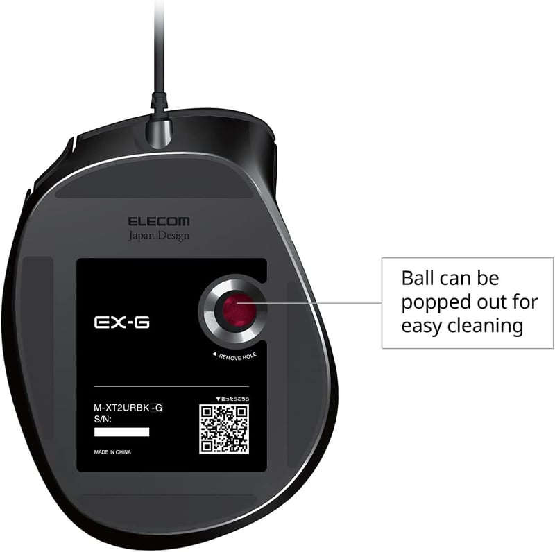 ELECOM EX-G Ergonomikus Trackball Egér Vezetékes Piros Gömbvel 5 Gomb