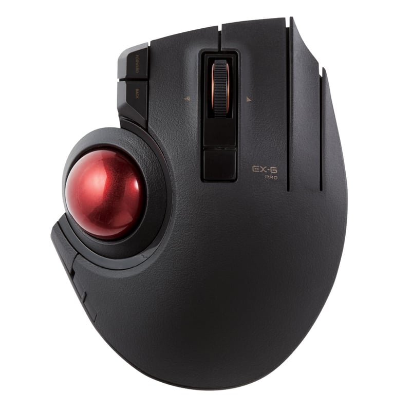 Trackball myš ELECOM EX-G Pro, ovládanie palcom, Bluetooth, 2,4 GHz bezdrôtové pripojenie a USB, pripojenie k 3 zariadeniam, PC/Mac/Windows/macOS, M-XPT1MRXBK