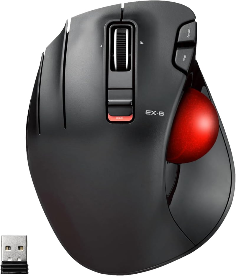 ELECOM EX-G Trackball egér balkezes vezeték nélküli 2.4GHz hüvelykujj vezérlés