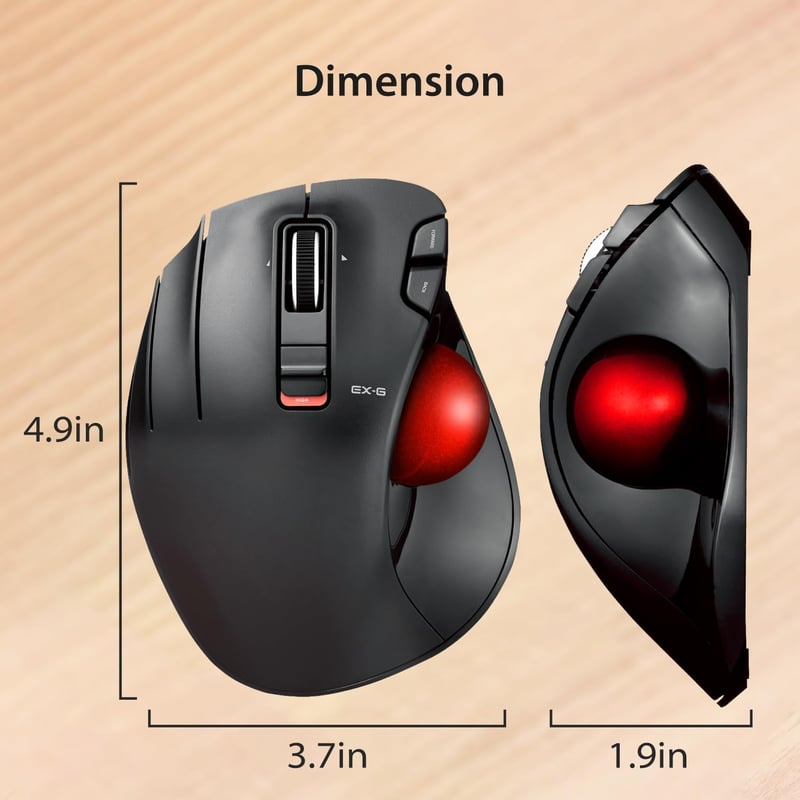 ELECOM EX-G Trackball egér balkezes vezeték nélküli 2.4GHz hüvelykujj vezérlés