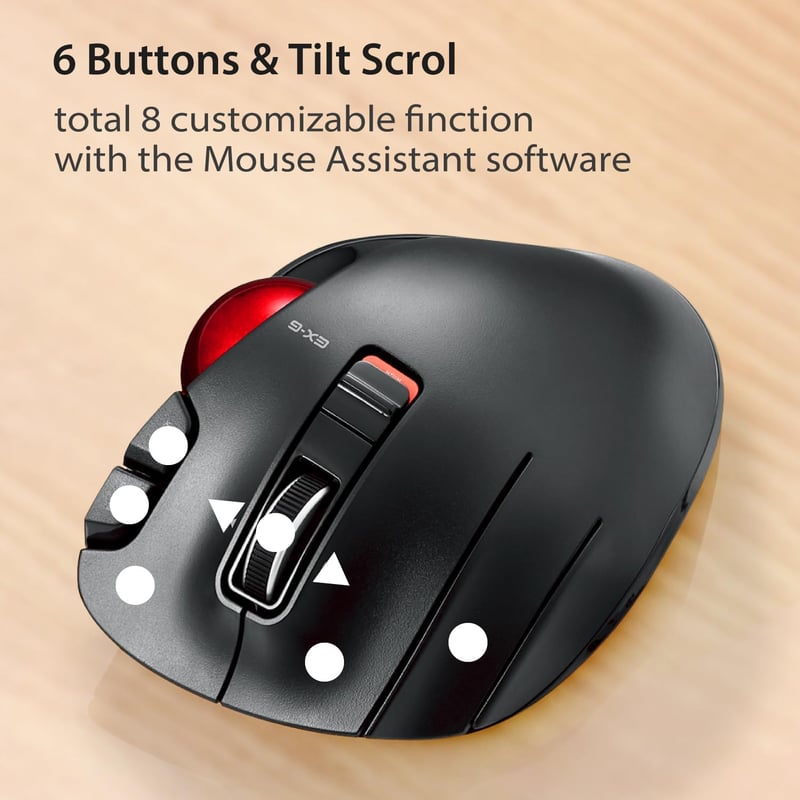 ELECOM EX-G Trackball egér balkezes vezeték nélküli 2.4GHz hüvelykujj vezérlés