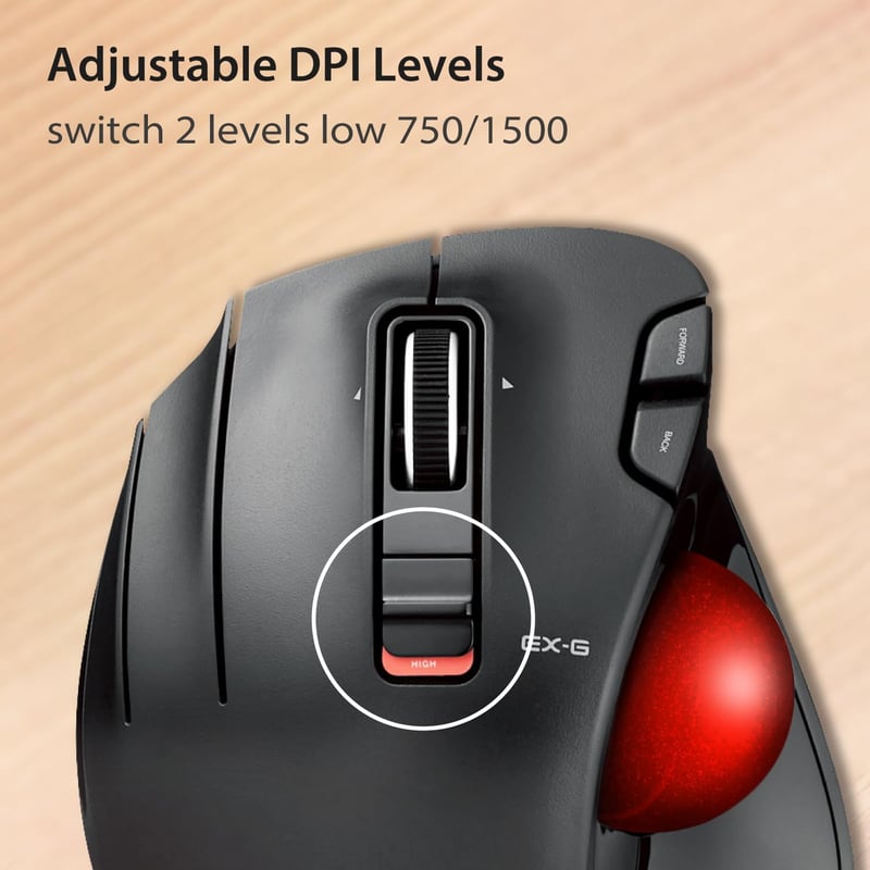 ELECOM EX-G Trackball egér balkezes vezeték nélküli 2.4GHz hüvelykujj vezérlés
