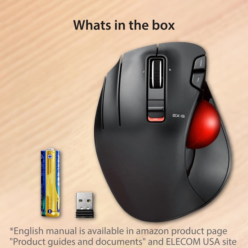 ELECOM EX-G Trackball egér balkezes vezeték nélküli 2.4GHz hüvelykujj vezérlés