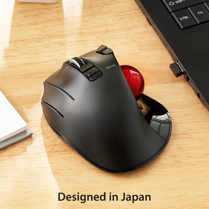 ELECOM EX-G Trackball egér balkezes vezeték nélküli 2.4GHz hüvelykujj vezérlés