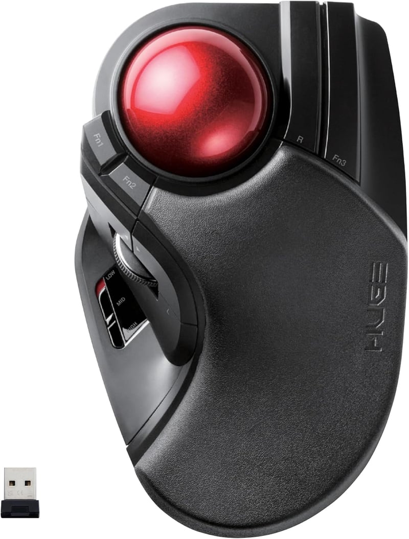 Elecom HUGE Wireless Trackball Egér 52mm Piros Golyó 8 Gomb PC Mac