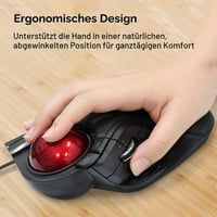 ELECOM M-HT1URBK HUGE trackball miš, žičani, upravljanje prstima, 8 tipki, crvena kuglica od 52 mm, oslonac za zglob, kompatibilan s Windows 11 i macOS operativnim sustavima 2