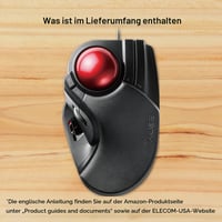 ELECOM M-HT1URBK HUGE trackball miš, žičani, upravljanje prstima, 8 tipki, crvena kuglica od 52 mm, oslonac za zglob, kompatibilan s Windows 11 i macOS operativnim sustavima 9