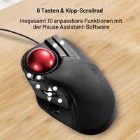 ELECOM M-HT1URBK HUGE trackball miš, žičani, upravljanje prstima, 8 tipki, crvena kuglica od 52 mm, oslonac za zglob, kompatibilan s Windows 11 i macOS operativnim sustavima 6