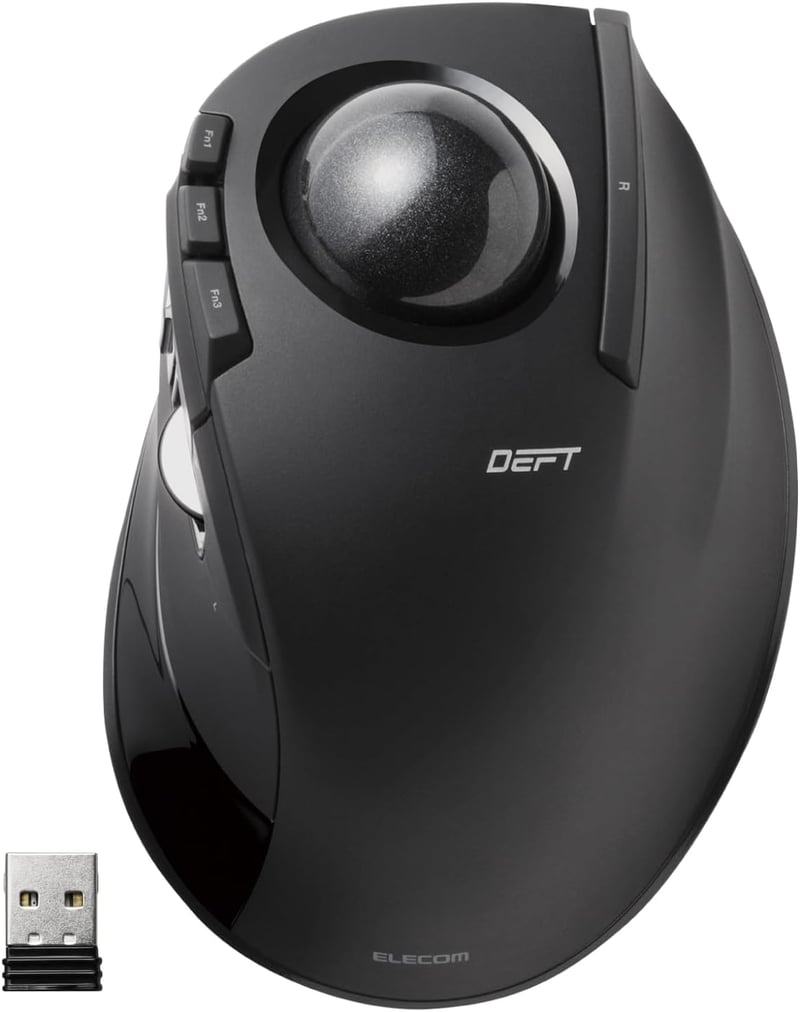 Elecom DEFT M-DT2DRBK vezeték nélküli trackball egér, 8 gombos - fekete