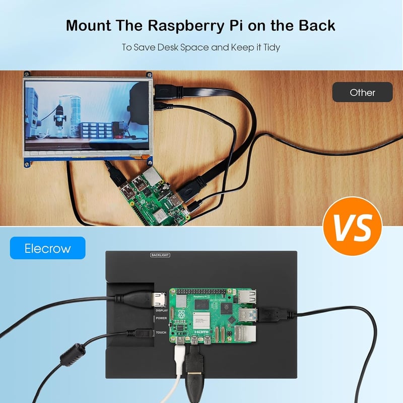 ELECROW 8 Colos Érintőképernyős Monitor 1280×800 HD Felbontással - Kompatibilis Raspberry Pi 5/4/3/2/Zero, Windows 11/10 és Jetson Nano Eszk