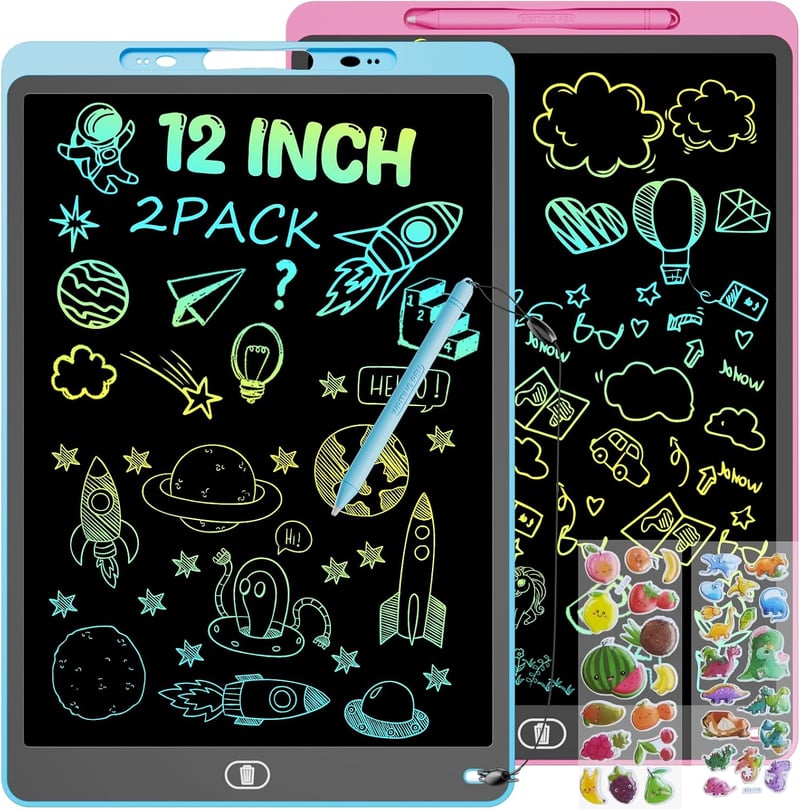 Electight LCD rajz- és írótábla gyerekeknek, zárolás és törlés funkcióval - kék+rózsaszín - 30,5 cm