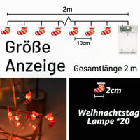 Sunshine Smile Karácsonyi Zokni Tündérfény LED Fényfüzér 2 m 20 LED Beltéri Kültéri Karácsonyi Dekoráció Fára Partyra 2