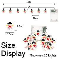 Sunshine Smile Hóember LED Fényfüzér 2 m 20 LED Meleg Fehér Elemes Karácsonyi Dekoráció Beltéri Kültéri Függönyfény Parti Erkély 2