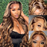 Parochňa ELEE'S HAIR s ombre melírom, 13x4 HD čipka vpredu, P4/27, pravé vlasy – 24 palcov (61 cm) 2