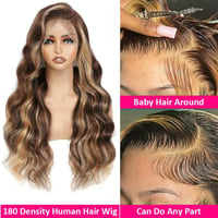 ELEE'S HAIR Ombre Highlight Paróka Valódi Brazíliai Haj 13x4 HD Csipke Elöl 24 Inch 2